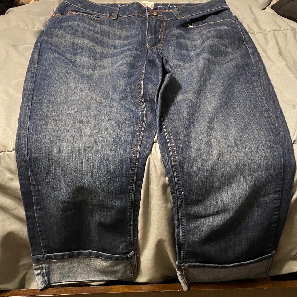Merona Dark Blue Mid Rise Jeans with Contrast Stitching
